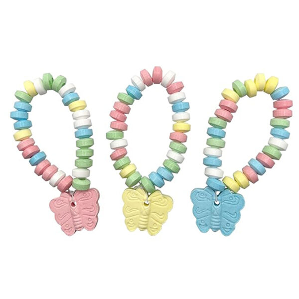 Butterfly Candy - 24 Butterfly Shaped Candy Bracelets Indvidually Wrapped Bulk - Great for Butterfly Party Favors