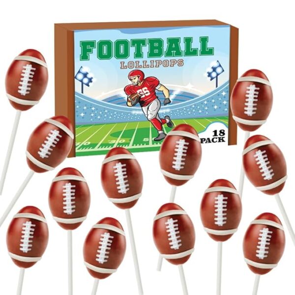 Football Candy Lollipops - 18 Count Individually Wrapped Suckers - Great for Football Party Favors - Sports Snacks - Football Goodie Bags - Team Treats