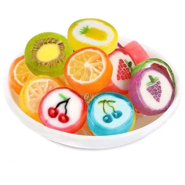 Fruit Slices Candy - Hard Candy 8 OZ Bag of Individually Wrapped Small Candy Fruit Slices (approx. 64 pcs) Hard Candies Assortment - Great for Office Candy - Party Bags - Yummy Treats for Kids and Adults