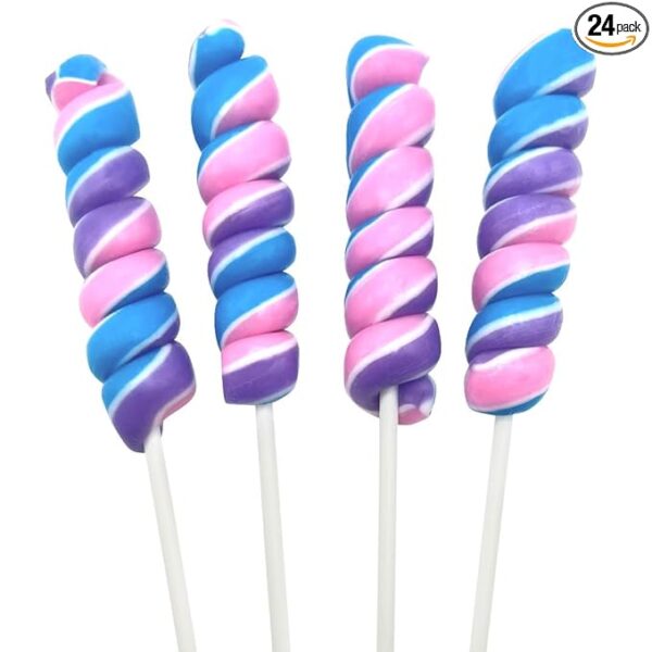 Mermaid Twisty Lollipops - 24 Unicorn Candy Suckers Individually Wrapped Bulk - Great for Mermaid Party Favors - Goodie Bags for Kids Birthday - Candy Bar
