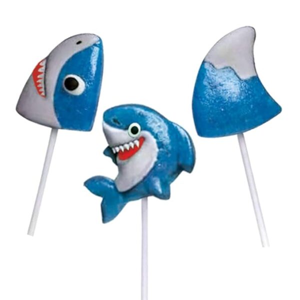 Shark Candy Lollipops - 12 Individually Wrapped Suckers - Great for Baby Shark Theme - Ocean - Under the Sea - Shark Birthday Party Favors - Cute Candy