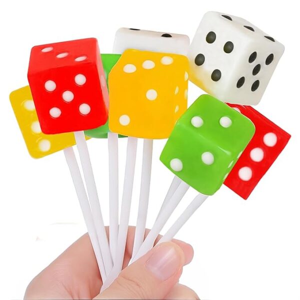 Dice Candy Lollipops, Casino Theme Candy - Edible Dice Suckers - (12) Individually Wrapped, Vegas Style Party Event Favors