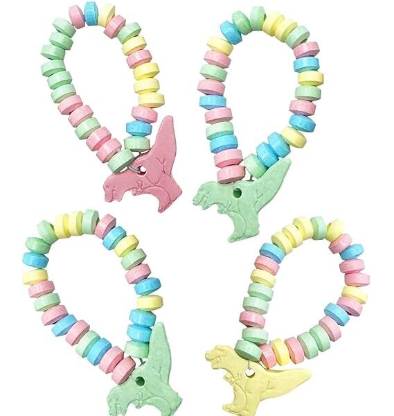 Dinosaur Candy Bracelets - Individually Wrapped Bulk (24 pieces) - Great for Dinosaur Birthday - Party Favors - Dino Goodie Bags - Baby Shower - Pinata - Party Favor Candy for Kids