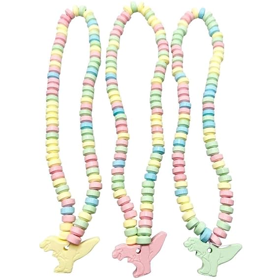 Dinosaur Candy Necklaces - Individually Wrapped Candy Necklace