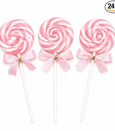 PINK SWIRL LOLLIPOPS WITH BOW