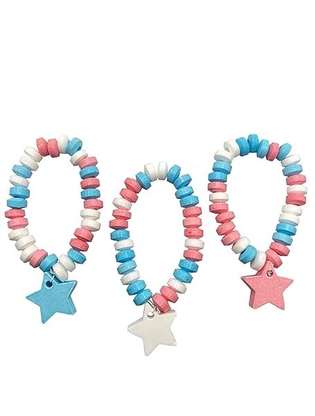 Patriotic Candy - 24 Red White and Blue Candy Bracelets Individually Wrapped - Bulk Candy - Great for Patriotic Party Favors - 4th of July - Memorial Day - Veterans Day - USA Patriotic Parade