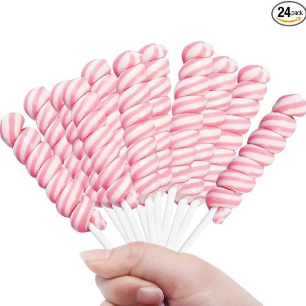 Pink Twisty Lollipops - 24 Unicorn Suckers Individually