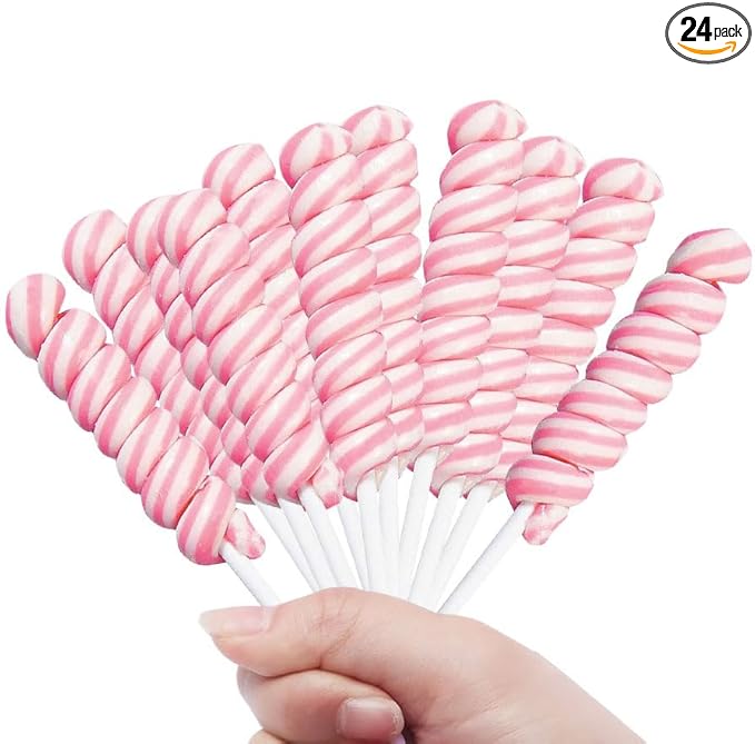 Pink Twisty Lollipops - 24 Unicorn Suckers Individually
