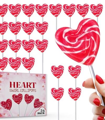 Red Heart Swirl Lollipops