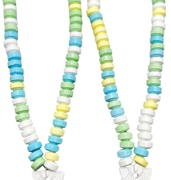 Seashell Candy - 12 Individually Wrapped Candy Necklaces - Great for Mermaid - Ocean - Beach - Under the Sea - Luau Themed Party - Candy Favors for Kids Birthday Goodie Bags