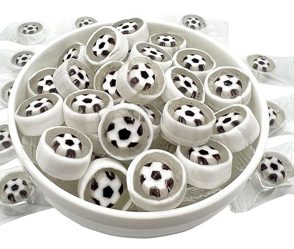 Soccer Candy - Hard Candy 8 OZ Resealable Bag of Individually Wrapped Small Candy (approx. 58 pcs) Hard Candies - Great for Soccer Party Favors - Snacks for Team - Birthday Favors Party Bags - Office Candy - Yummy Treats for Kids and Adults