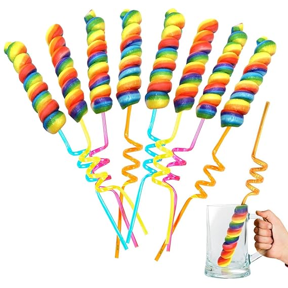 Rainbow Candy Crazy Straws Big Lollipops