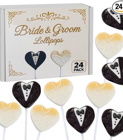 Bride and Groom Heart Lollipops