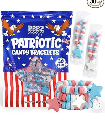 Patriotic Candy Bracelets – 30 Count Bulk
